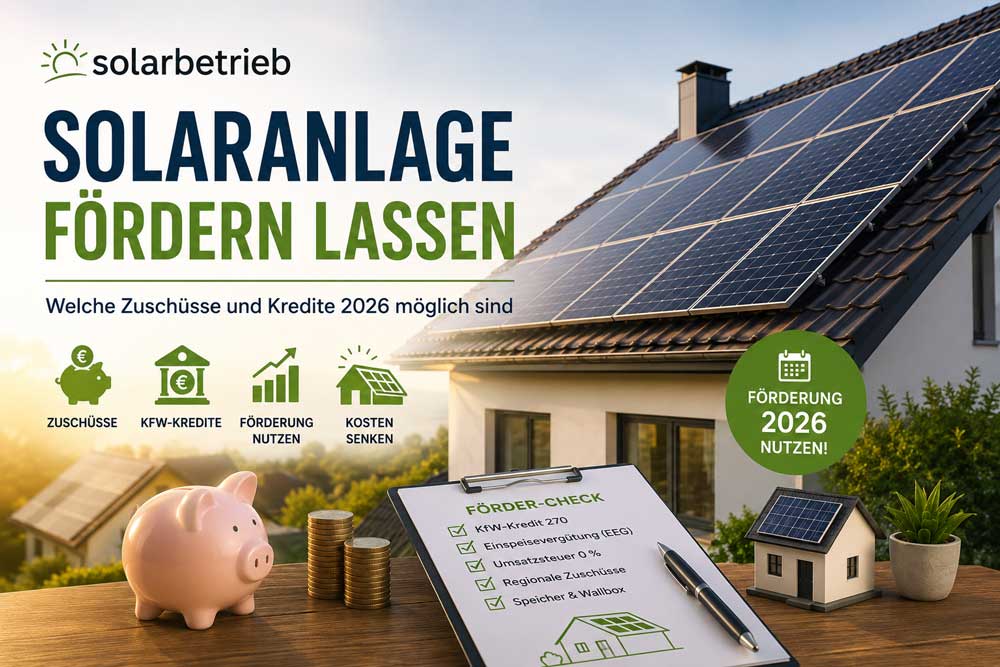 Solaranlage fördern lassen: Welche Zuschüsse und Kredite 2026 möglich sind