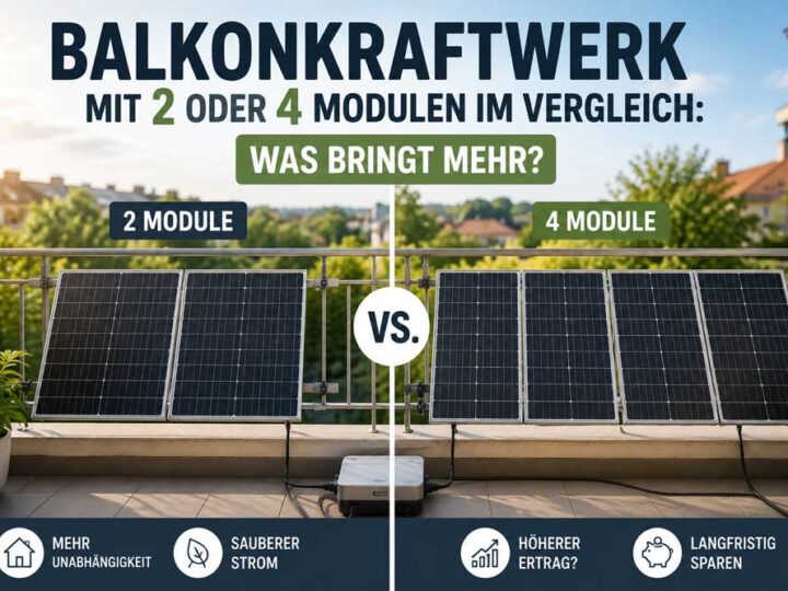 Balkonkraftwerk mit 2 oder 4 Modulen im Vergleich: Was bringt mehr?