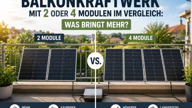 Balkonkraftwerk mit 2 oder 4 Modulen im Vergleich: Was bringt mehr?