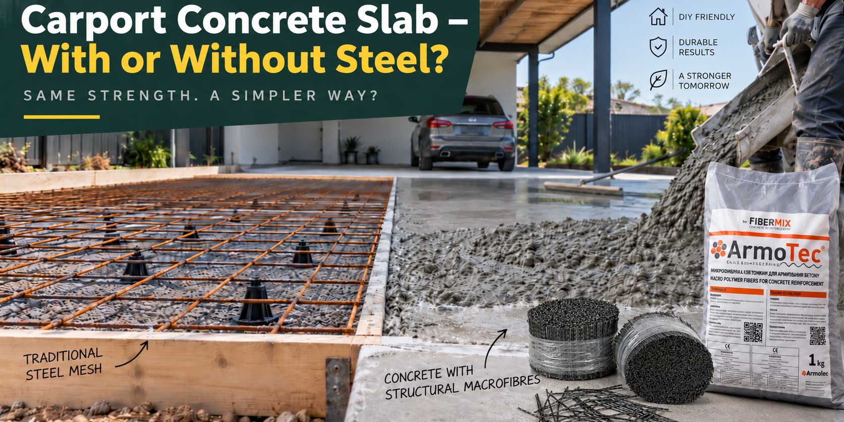 Carport-Bodenplatte betonieren – braucht man eine Stahlbewehrung?